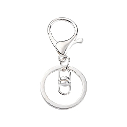 Silver Iron Alloy Lobster Claw Clasp Keychain, Silver Color Plated, 68x30mm