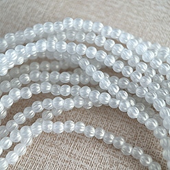 White Transparent Czech Glass Beads, Pumpkin, White, 3mm, 10pcs/bag