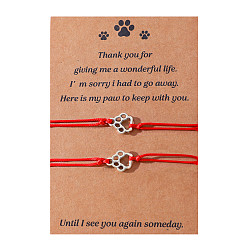 B00462 Red Line Colorful Cat Paw Print Friendship Bracelet Handmade Woven Blessing Cord