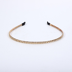 Gold Alloy Curb Chain Hair Bands, Hair Accessories for Women Girls, Gold, 120x140mm