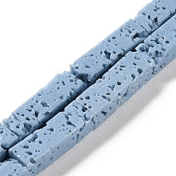 Темно-Голубой Нити синтетических бусин, окрашенных в лавовый камень, прямоугольные, глубокое синее небо, 13~14x4x4 мм, отверстие : 1 мм, около 29 шт / нитка, 15.24'' (38.7 см)