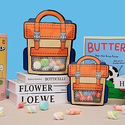 Оранжевый Пластиковые подарочные пакеты для конфет в форме школьного ранца с застежкой-молнией, многоразовые упаковочные пакеты, верхнего уплотнения, самоклеящиеся пакеты для конфет, оранжевые, 32x24 см