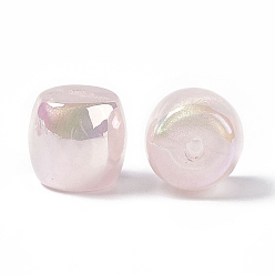 Pink Opaque Acrylic Beads, AB Color, Macaron Color, Barrel, Pink, 15.5x16.5mm, Hole: 3mm