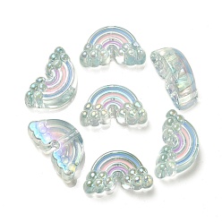 Light Blue UV Plating Rainbow Iridescent Acrylic Enamel Beads, Rainbow, Light Blue, 17x29x11mm, Hole: 3.5mm