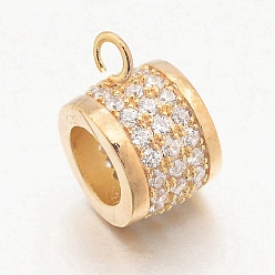 Розовое Золото Латунные поручни из кубического циркония с микропаве, петля под залог, колонка, без кадмия, без никеля и без свинца, розовое золото , 11x6.5x8 мм, отверстие : 1 мм, внутренний диаметр: 5 мм