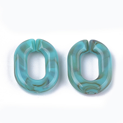 Dark Turquoise Acrylic Linking Rings, Quick Link Connectors, For Jewelry Chains Making, Imitation Gemstone Style, Oval, Dark Turquoise, 24x18x5mm, Hole: 13x7mm, about 380pcs/500g