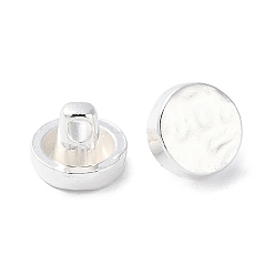 Silver Alloy Button, Long-Lasting Plated, Flat Round, Silver, 8x6mm, Hole: 1.5mm