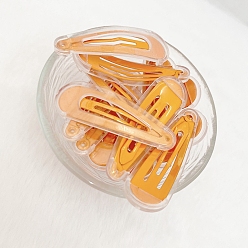 Orange Iron with Transparent PVC Plastic Teardrop Shape Snap Hair Clips, for Girls, Orange, 52mm