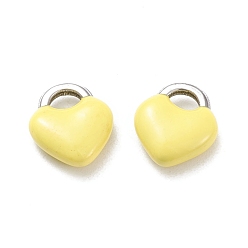 Желтый 304 прелести нержавеющей стали, эмалированные блестки, запирать, цвет нержавеющей стали, желтые, 11x9.5x3.5 мм, отверстие : 3.5x2.5 мм