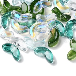 Mixed Color Transparent Glass Beads, Leaf, Mixed Color, 13.5x6x4.5mm, Hole: 1mm