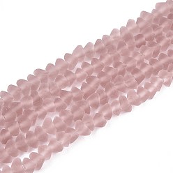 Бледно-фиолетовый Красный Матовые прозрачные стеклянные бусины, треугольные, бледно-фиолетовый красный, 3~3.5x4~4.5x4~4.5 мм, отверстие : 0.8 мм, около 121~131 шт / нитка, 14.37~15.35 дюйм (36.5~39 см)