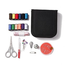 Mixed Color Sewing Tool Sets, including Polyester Thread, Tape Measure, Scissor, Sewing Seam Rippers, Ball Pins, Sewing Needle Devices Threader, Thimbles, Needles, Safety Pin, Storage Bag, Mixed Color