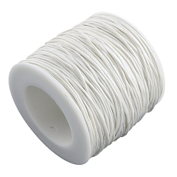 White Waxed Cotton Thread Cords, White, 1mm, about 100yards/roll