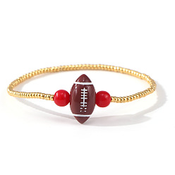 Золотистый Браслеты из стеклянного бисера и регбийных бусин, золотые