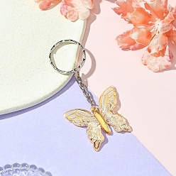 Белый Навахо Акриловый брелок, с железной фурнитурой, бабочка, навахо белый, 7.3 см