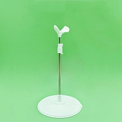 White Stainless Steel and Plastic Doll Standing Bracket, Doll Display Stand, White, 15x37cm
