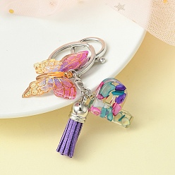 Letter P Resin Letter & Acrylic Butterfly Charms Keychain, Tassel Pendant Keychain with Alloy Keychain Clasp, Letter P, 9cm