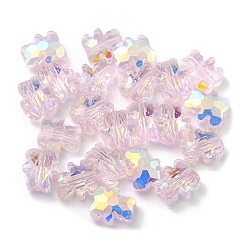 Misty Rose 100Pcs Electroplate Glass Beads, AB Color Plated, Bear, Misty Rose, 9.5x8.5x3.5mm, Hole: 1mm