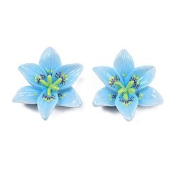 Небесно-голубой Непрозрачная смола декодирует кабошоны, плюмерия, голубой, 30x29x8 мм