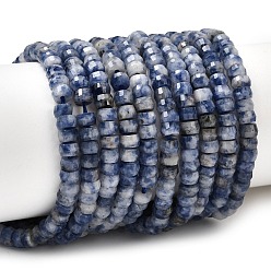 (306FM) Жонкиль матовый с лаймовой подкладкой Натуральное синее пятно нитки из бисера яшмы, рондель, граненые, 4x2.5 мм, отверстие : 0.9 мм, около 151~155 шт / нитка, 14.57''~14.96'' (37~38 см)