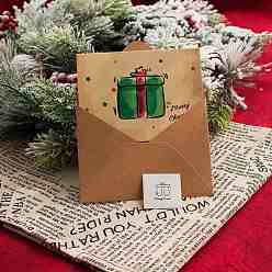 Others 1pc Cattle Hide Envelope, with 1pc Writing Card and 1pc Adhesive Wax Seal Stickers, Christmas, Rectangle, Gift Box Pattern, 90x120mm