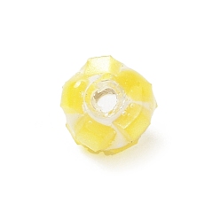 Amarillo Cuentas de concha artesanales de colores, teñido, rondo, amarillo, 5.5~6x5.5~6 mm, agujero: 1.2~1.4 mm