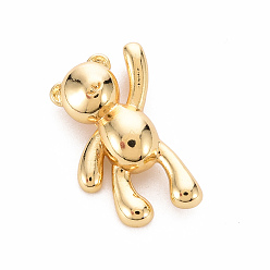 Real 16K Gold Plated Brass Pendants, Cadmium Free & Nickel Free & Lead Free, Bear, Real 16K Gold Plated, 20x11x4mm, Hole: 4x2mm