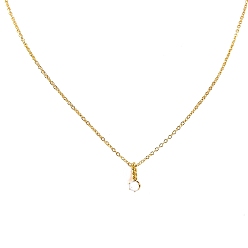 White Birthstone Style Cubic Zirconia Diamond Pendant Necklace, with Golden Titanium Steel Chains, White, 17.72 inch(45cm)