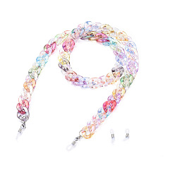 Colorful Eyeglasses Chains, Neck Strap for Eyeglasses, with Rainbow Transparent Acrylic Curb Chains, 304 Stainless Steel Lobster Claw Clasps and  Rubber Loop Ends, Colorful, 31.1 inch(79cm)