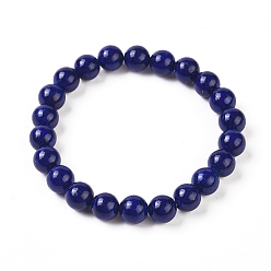 Lapis Lazuli Natural Lapis Lazuli Round Bead Stretch Bracelets, 55mm, 2-1/8 inch(5.5cm), Beads: 8~9mm