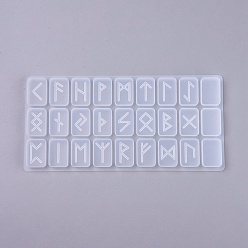 White Runes/Futhark/Futhorc Silicone Molds, Resin Casting Moulds, For UV Resin, Epoxy Resin Jewelry Making, White, 220x107x10mm, Inner Diameter: 29x19x10mm