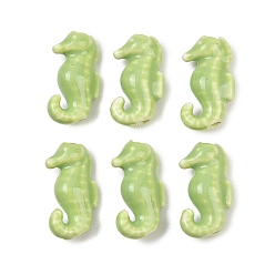 Зеленый Фарфоровые бусины ручной работы, морской конек, яркие глазированный фарфор, зелёные, 18~19x9.5~10x6 мм, отверстие : 2 мм