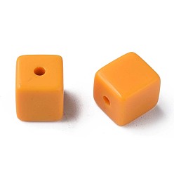 Orange Opaque Acrylic Beads, Cube, Orange, 10.5x9.5x9.5mm, Hole: 2mm, about 490pcs/500g
