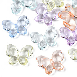 Mixed Color Transparent Acrylic Beads, Butterfly, Mixed Color, 18x21x6mm, Hole: 1.6mm, about 415pcs/500g