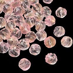 Pink Двухцветные прозрачные стеклянные бусины, тыква, с блеском порошок, розовые, 10~10.5x9~10 мм, отверстие : 1.4 мм, Около 833 шт / 1000 г