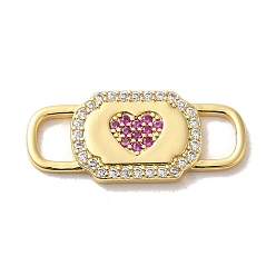 Medium Violet Red Brass Cubic Zirconia Buckles, for Watch Making, Heart, Medium Violet Red, 10.5x24x2mm, Hole: 5x3.5mm