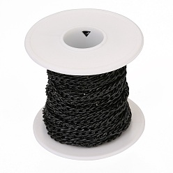 Electrophoresis Black 304 Stainless Steel Cuban Link Chains, Curb Chains, Twisted Chains, Unwelded, with Spool, Faceted, Electrophoresis Black, 5.5x3.8x1mm, about 32.8 Feet(10m)/roll