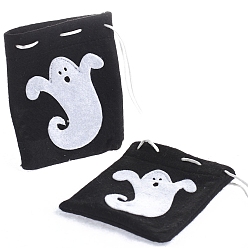 Ghost 2Pcs Halloween Cloth Storage Bags, Drawstring Pouches Packaging Bag, Rectangle, Ghost, 15x10cm