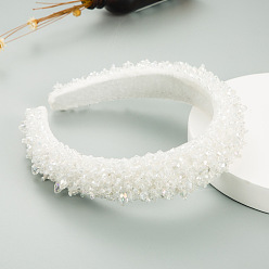 white Colorful Crystal Beaded Headband for Women, Fashionable and Stylish Hair Accessories