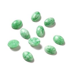 Jade Dyed Natural Jade Cabochons, Oval, Lime Green, 10x14x5~7mm