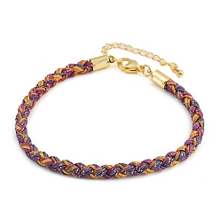 Сланцево-синий 4браслеты из плетеного нейлонового шнура толщиной ⅛ дюйма, с латунными выводами и 304 застежками из лобстера из нержавеющей стали, долговечный, золотые, синевато-серый, 7-3/4 дюйм (19.7 см)