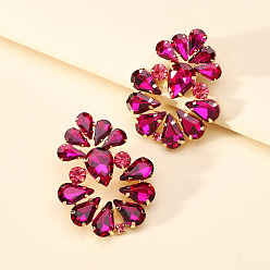 Средний Фиолетово-красный Сверкающие геометрические серьги с когтями из сплава и стеклянными камнями — смелое эффектное украшение для женщин, средне фиолетовый красный, Размер 1