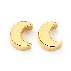 Real 18K Gold Plated Brass Beads, Cadmium Free & Lead Free, Moon, Real 18K Gold Plated, 7x6x3mm, Hole: 1.4mm
