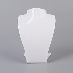 White Organic Glass Jewelry Earring and Necklace Bust Displays, White, 15x11x7.25cm