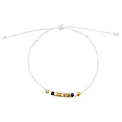 6 white Водостойкий браслет ручной работы из восковой нити с кольцом на руку из однониточных рисовых бусин европейского и американского производства.