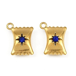 Кобальт 304 прелести нержавеющей стали, со стразами, конфетное очарование, реальный 18 k позолоченный, ионное покрытие (ip), кобальт, 14.5x11.5x5.5 мм, отверстие : 1.6 мм