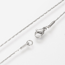 Stainless Steel Color 304 Stainless Steel Necklaces, Coreana Chains, with Lobster Clasps, Stainless Steel Color, 18.1 inch(46cm)x1mm