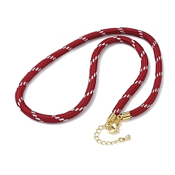 FireBrick Ployester Core-Wrapped Round Cord Necklace Making, with Brass Finding, Golden, FireBrick, 17.72x0.18 inch(45x0.45cm)