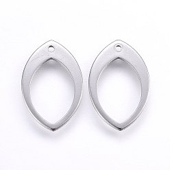 Stainless Steel Color 304 Stainless Steel Pendants, Eye, Stainless Steel Color, 19x12.5x1mm, Hole: 1mm