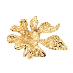 Золотой 304 открытые кольца манжеты из нержавеющей стали, цветок, золотые, 18 мм